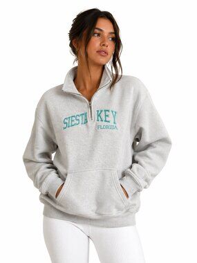 Siesta Key Florida Unisex Sweatshirt Coastal Grandpa Aesthetic Cozy Quarter Zip